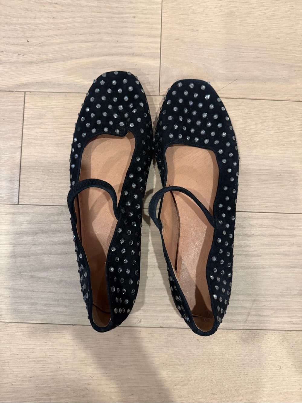 Greta Studded Black Women's Mary Jane Flats